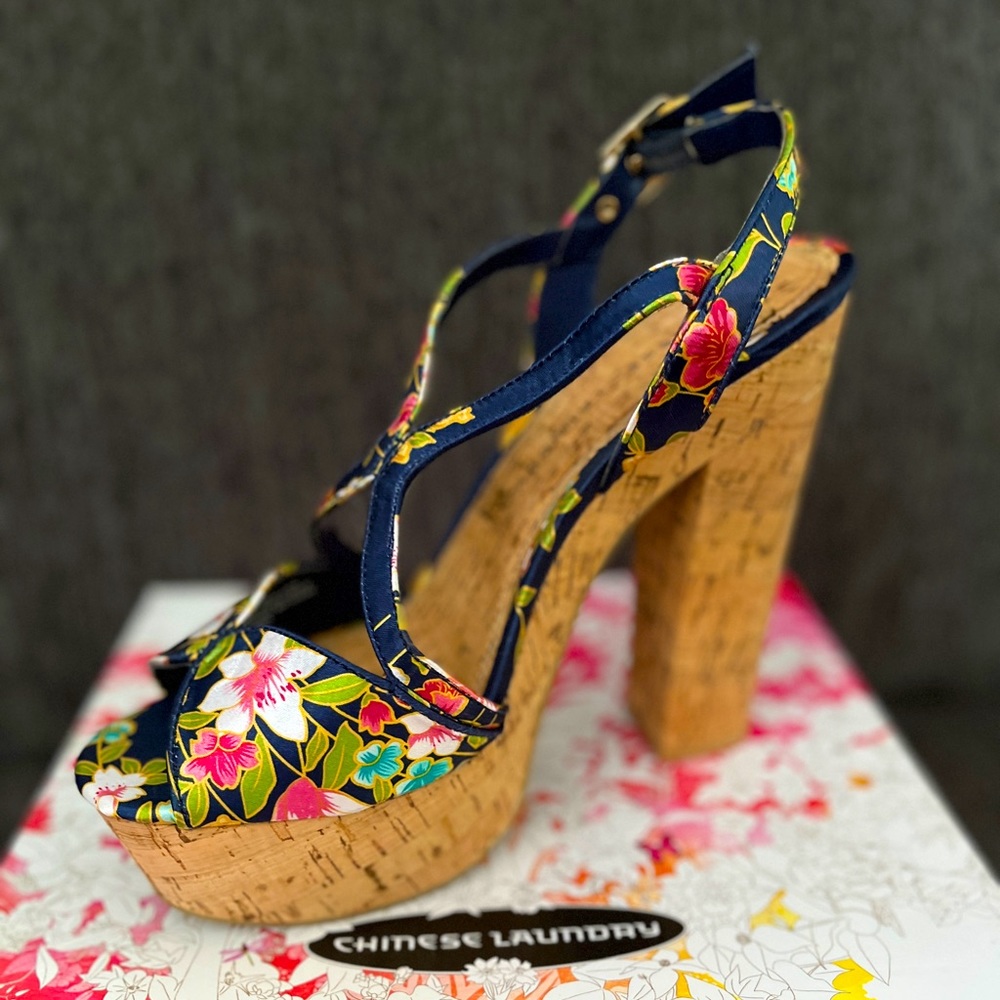 Brand New Navy Party Time Platform Sandals